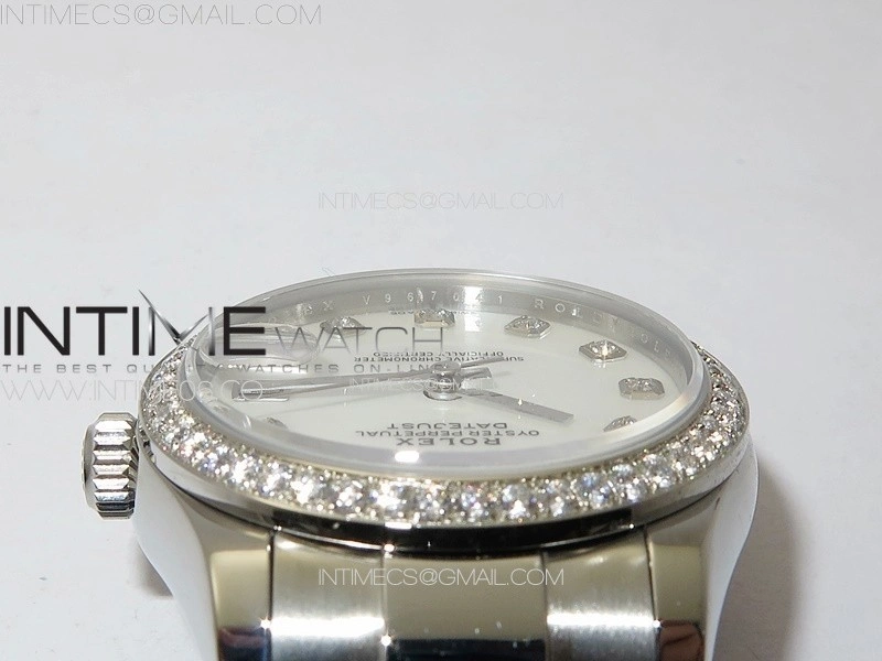 DateJust 31mm 72610 SS Crystals Bezel APSF Best Edition White MOP Dial Crystals Markers on Oyster Bracelet A2824