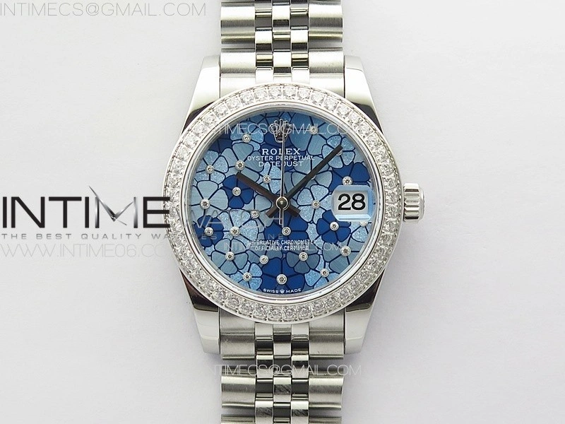 DateJust 31mm 278274 904L SS Crystals Bezel GMF Best Edition Blue Flowers Crystals Dial on 904L Jubilee Bracelet A2824
