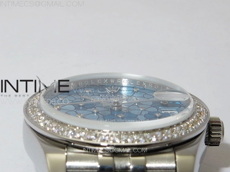 DateJust 31mm 278274 904L SS Crystals Bezel GMF Best Edition Blue Flowers Crystals Dial on 904L Jubilee Bracelet A2824