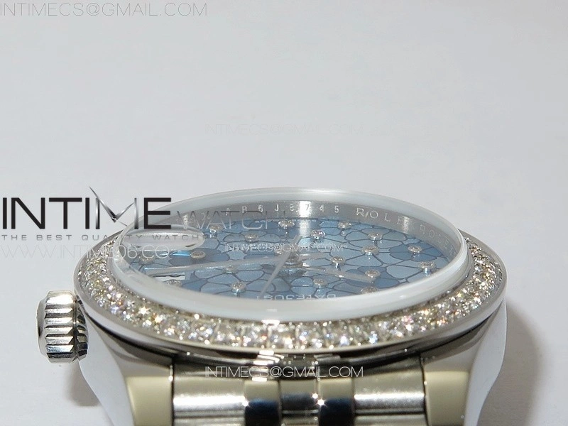 DateJust 31mm 278274 904L SS Crystals Bezel GMF Best Edition Blue Flowers Crystals Dial on 904L Jubilee Bracelet A2824