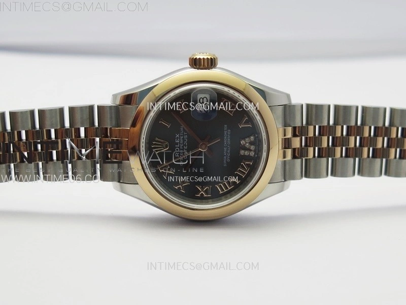 Datejust 28mm 279171 Smooth Bezel SS RG APSF Best Edition Gray Dial Roman Markers on SS Jubilee Bracelet NH05