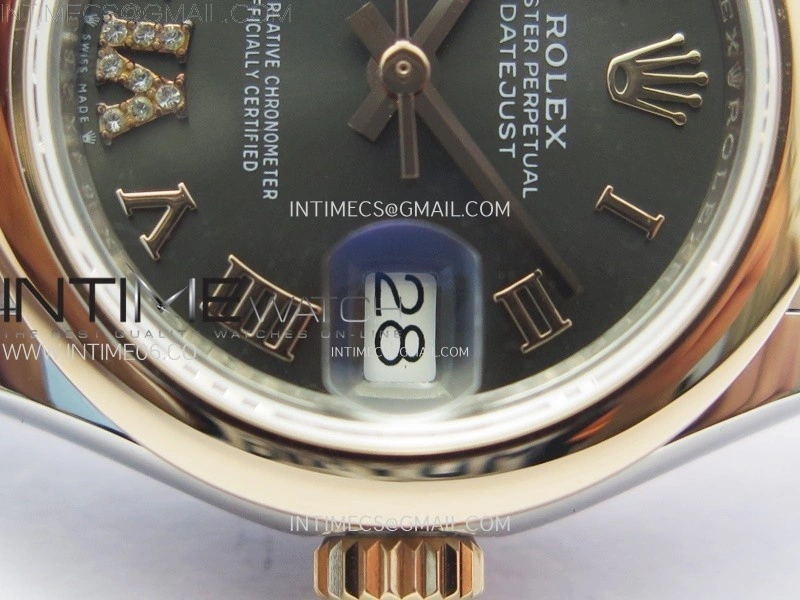 Datejust 28mm 279171 Smooth Bezel SS RG APSF Best Edition Gray Dial Roman Markers on SS Jubilee Bracelet NH05