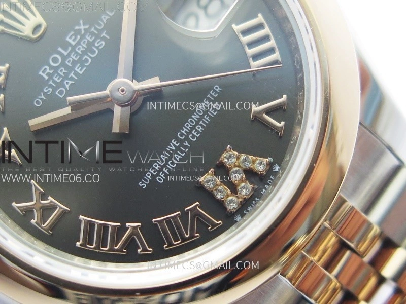 Datejust 28mm 279171 Smooth Bezel SS RG APSF Best Edition Gray Dial Roman Markers on SS Jubilee Bracelet NH05