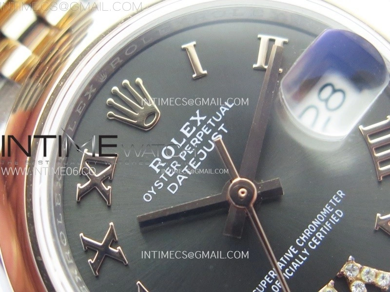 Datejust 28mm 279171 Smooth Bezel SS RG APSF Best Edition Gray Dial Roman Markers on SS Jubilee Bracelet NH05