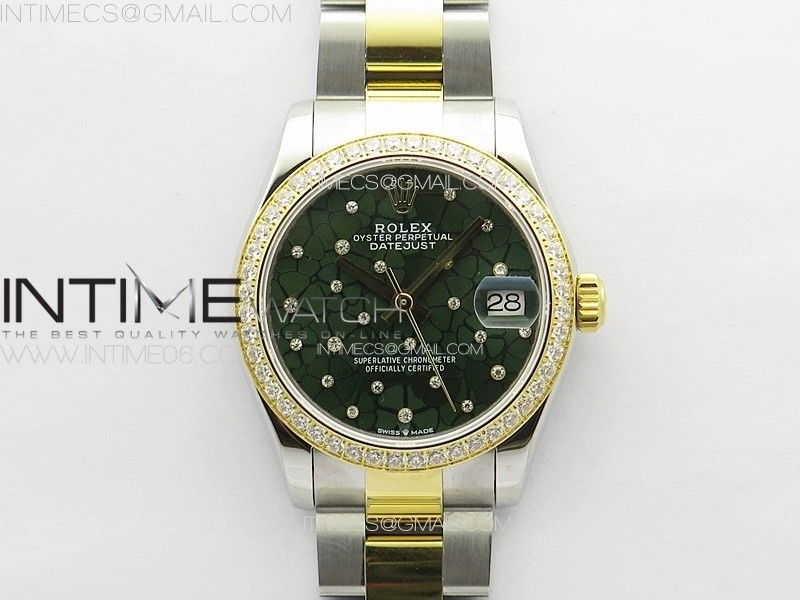 DateJust 31mm 72610 Crystals Bezel SS YG APSF Best Edition Blue Flowers Crystals Dial on Oyster Bracelet A2824