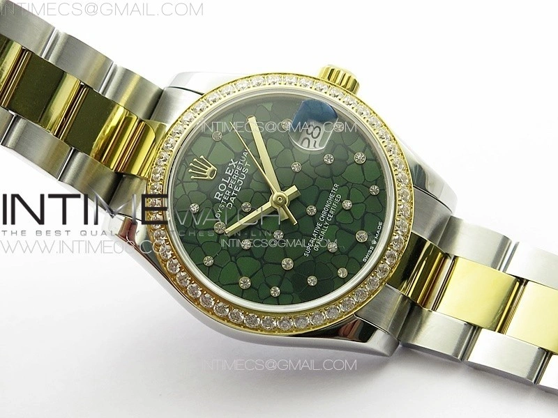 DateJust 31mm 72610 Crystals Bezel SS YG APSF Best Edition Blue Flowers Crystals Dial on Oyster Bracelet A2824