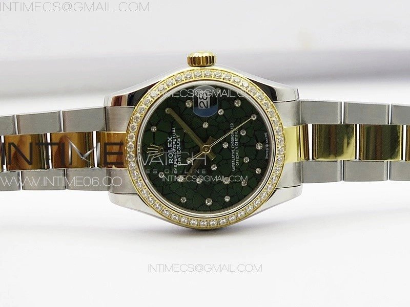 DateJust 31mm 72610 Crystals Bezel SS YG APSF Best Edition Blue Flowers Crystals Dial on Oyster Bracelet A2824