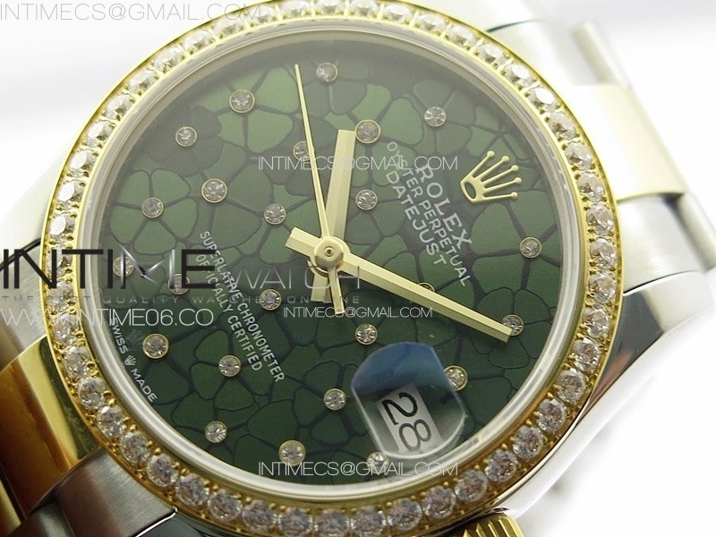 DateJust 31mm 72610 Crystals Bezel SS YG APSF Best Edition Blue Flowers Crystals Dial on Oyster Bracelet A2824