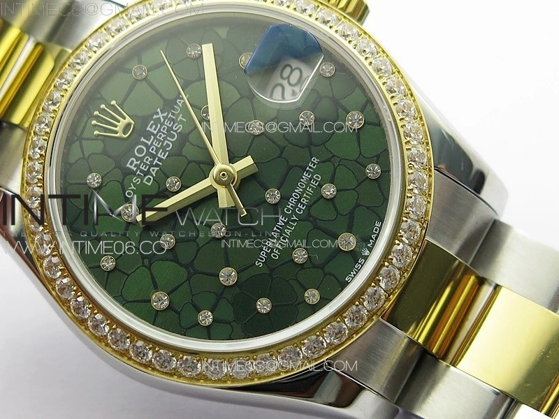 DateJust 31mm 72610 Crystals Bezel SS YG APSF Best Edition Blue Flowers Crystals Dial on Oyster Bracelet A2824