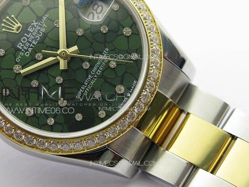 DateJust 31mm 72610 Crystals Bezel SS YG APSF Best Edition Blue Flowers Crystals Dial on Oyster Bracelet A2824
