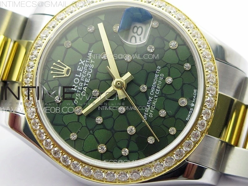 DateJust 31mm 72610 Crystals Bezel SS YG APSF Best Edition Blue Flowers Crystals Dial on Oyster Bracelet A2824