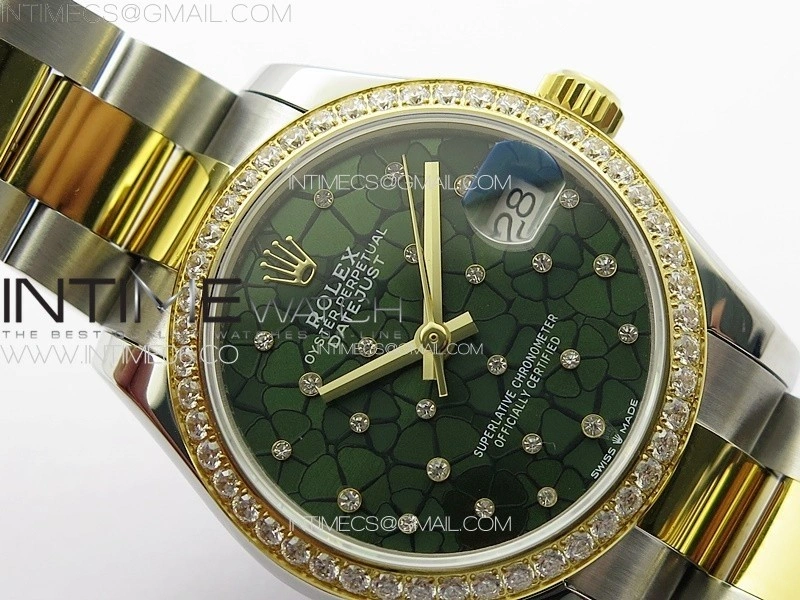 DateJust 31mm 72610 Crystals Bezel SS YG APSF Best Edition Blue Flowers Crystals Dial on Oyster Bracelet A2824