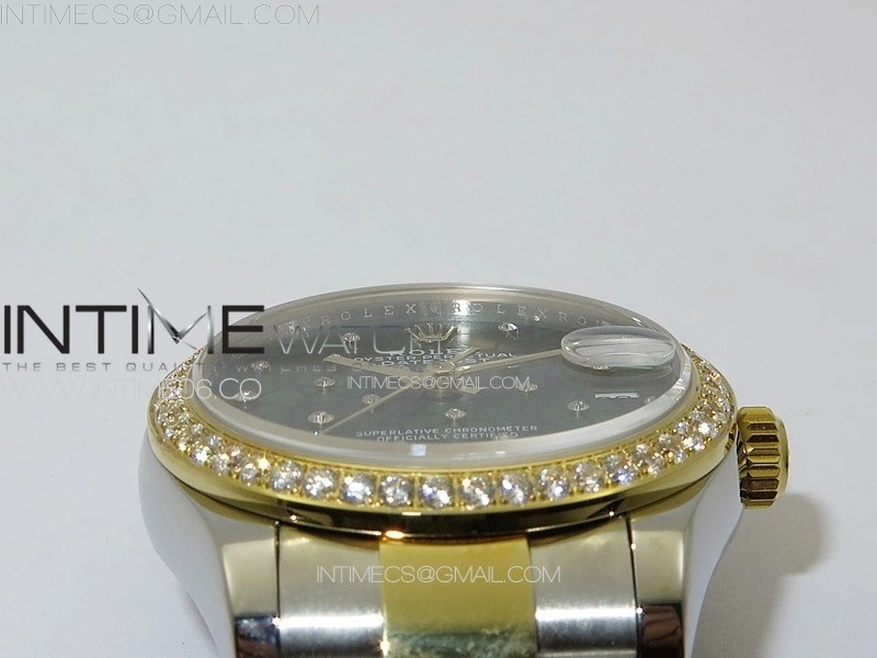DateJust 31mm 72610 Crystals Bezel SS YG APSF Best Edition Blue Flowers Crystals Dial on Oyster Bracelet A2824