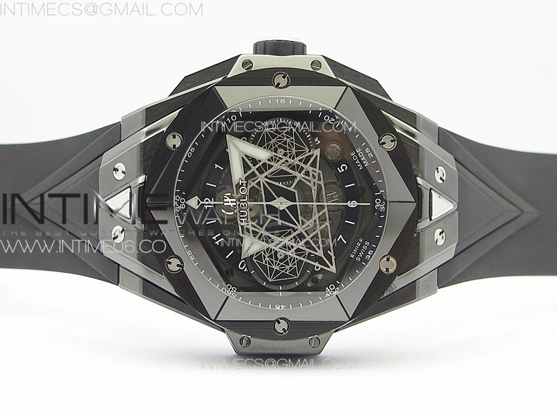 Big Bang Sang Bleu II Black Ceramic BBF Best Edition on Black Rubber Strap A1240