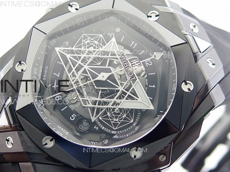 Big Bang Sang Bleu II Black Ceramic BBF Best Edition on Black Rubber Strap A1240
