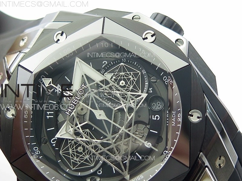 Big Bang Sang Bleu II Black Ceramic BBF Best Edition on Black Rubber Strap A1240