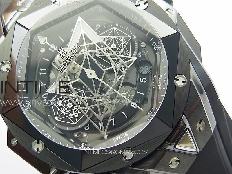 Big Bang Sang Bleu II Black Ceramic BBF Best Edition on Black Rubber Strap A1240