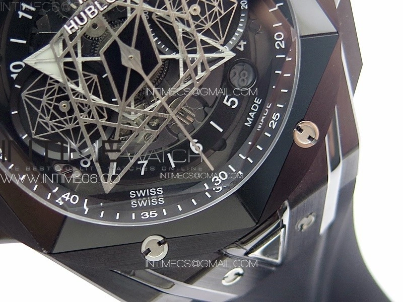 Big Bang Sang Bleu II Black Ceramic BBF Best Edition on Black Rubber Strap A1240