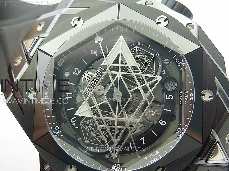 Big Bang Sang Bleu II Black Ceramic BBF Best Edition on Black Rubber Strap A1240