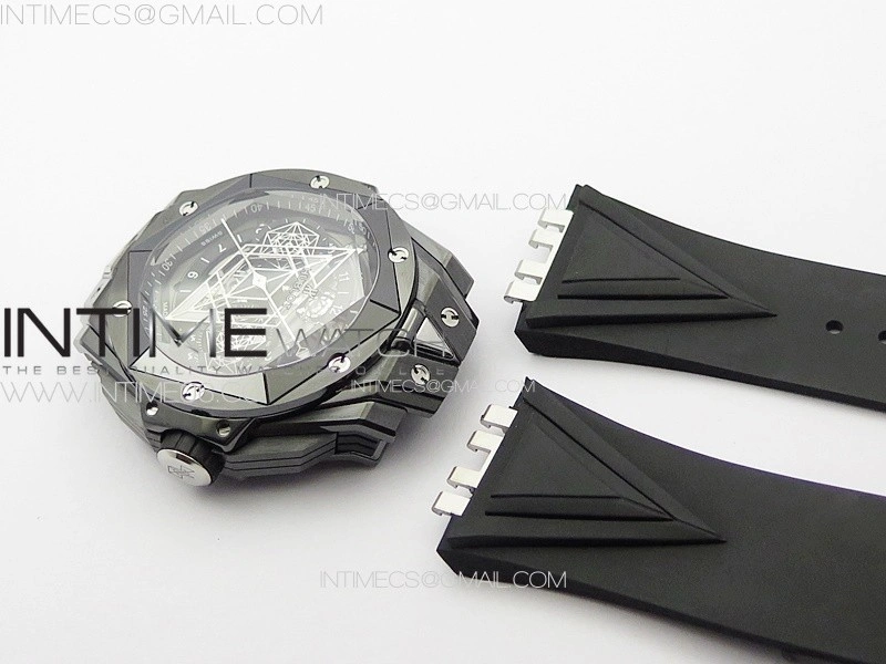 Big Bang Sang Bleu II Black Ceramic BBF Best Edition on Black Rubber Strap A1240