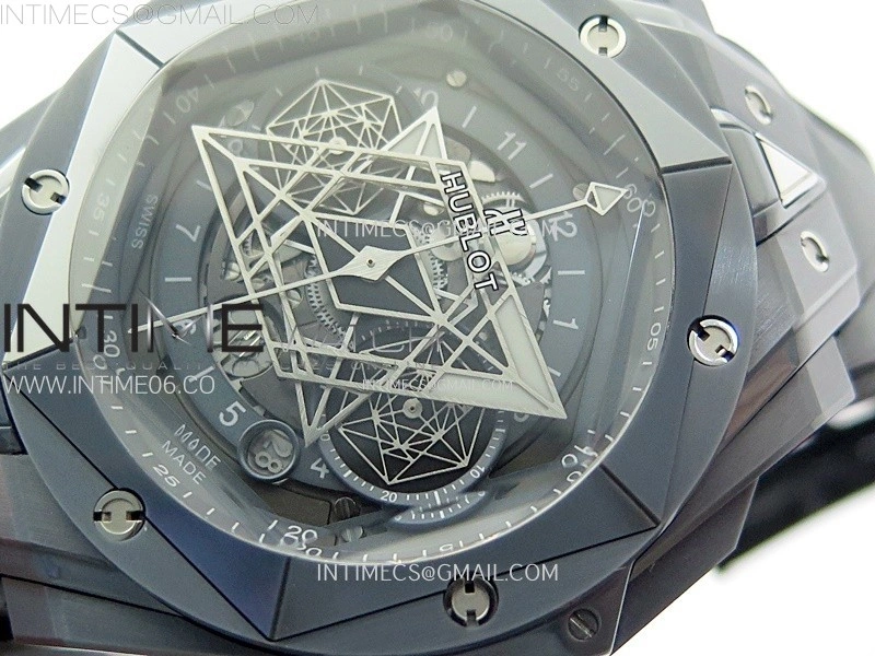 Big Bang Sang Bleu II Gray Ceramic BBF Best Edition on Gray Rubber Strap A1240
