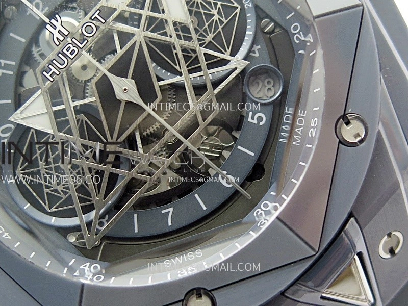 Big Bang Sang Bleu II Gray Ceramic BBF Best Edition on Gray Rubber Strap A1240