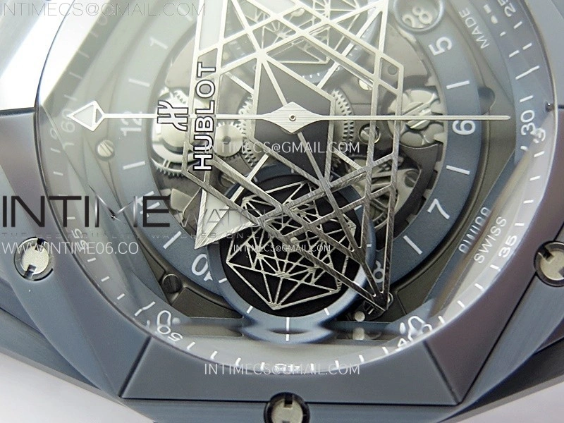 Big Bang Sang Bleu II Gray Ceramic BBF Best Edition on Gray Rubber Strap A1240