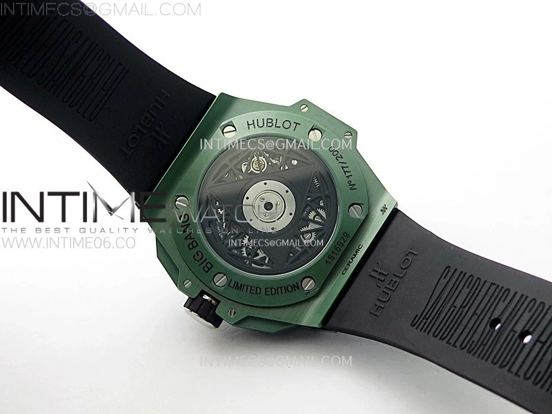 Big Bang Sang Bleu II Green Ceramic BBF Best Edition on Green Rubber Strap A1240