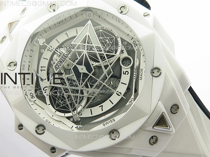 Big Bang Sang Bleu II White Ceramic BBF Best Edition on White Rubber Strap A1240