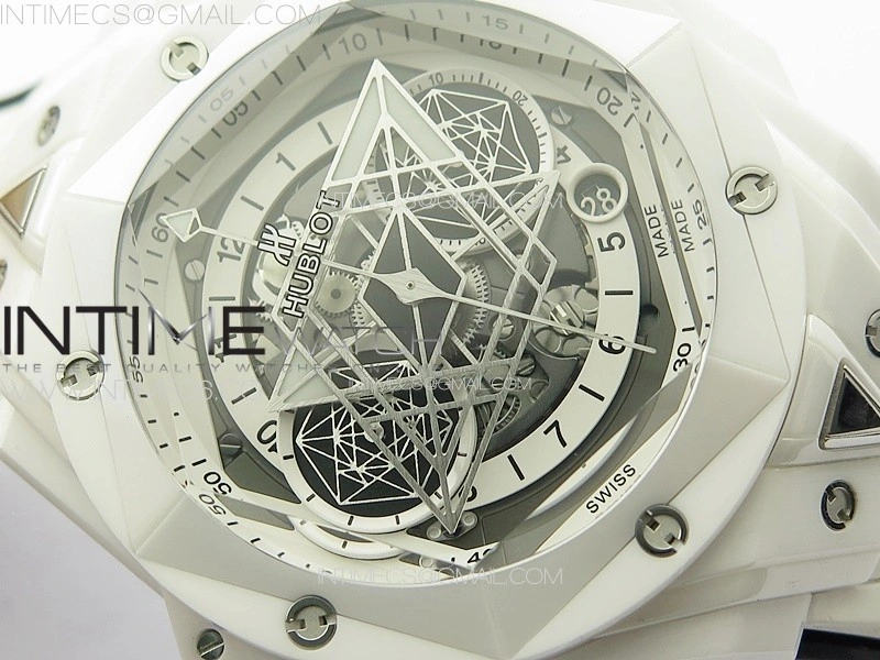 Big Bang Sang Bleu II White Ceramic BBF Best Edition on White Rubber Strap A1240