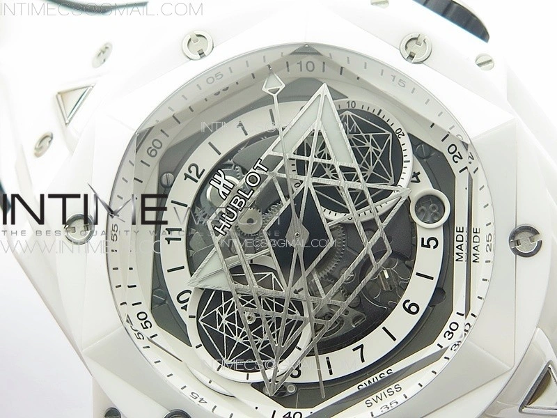 Big Bang Sang Bleu II White Ceramic BBF Best Edition on White Rubber Strap A1240