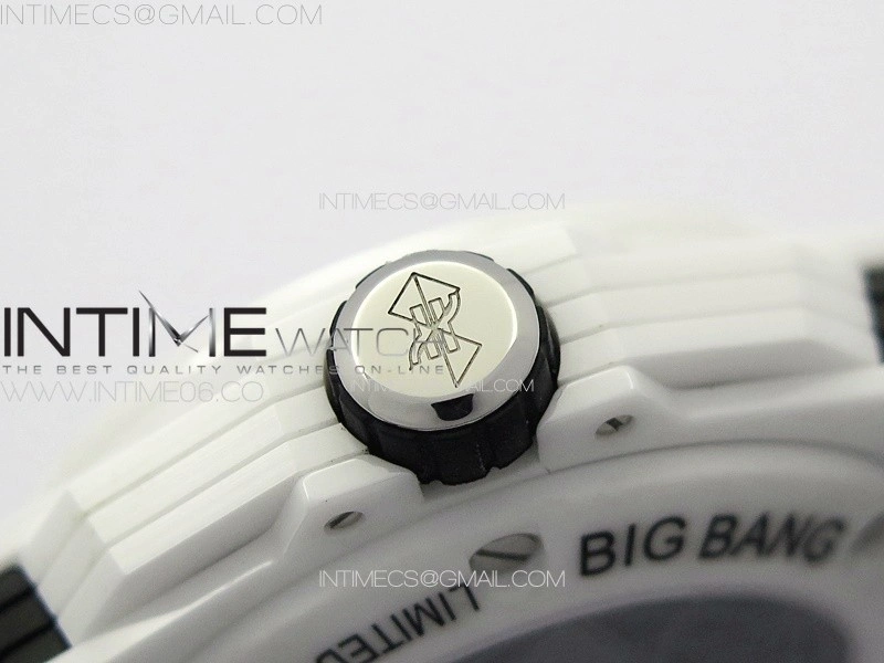 Big Bang Sang Bleu II White Ceramic BBF Best Edition on White Rubber Strap A1240