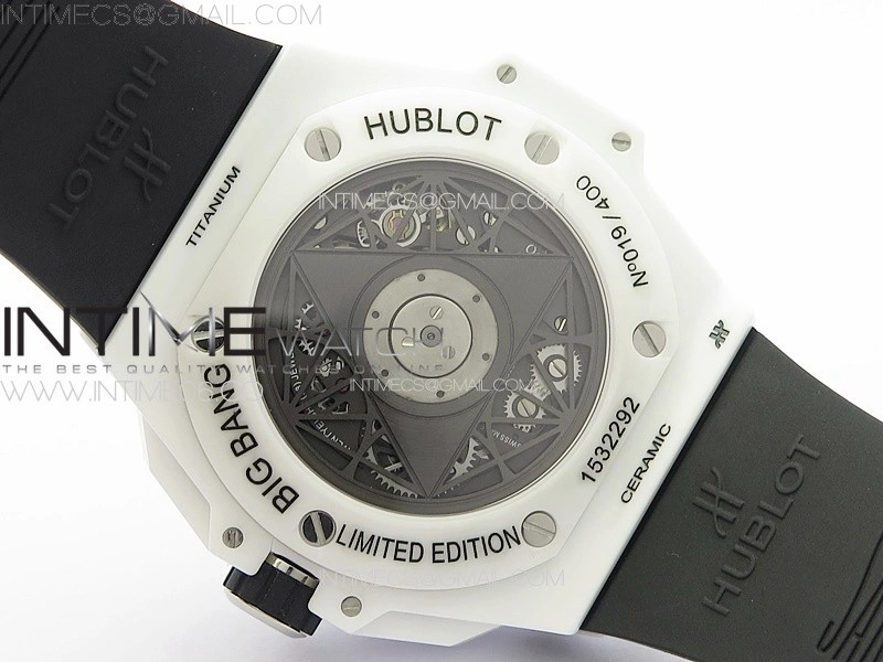 Big Bang Sang Bleu II White Ceramic BBF Best Edition on White Rubber Strap A1240