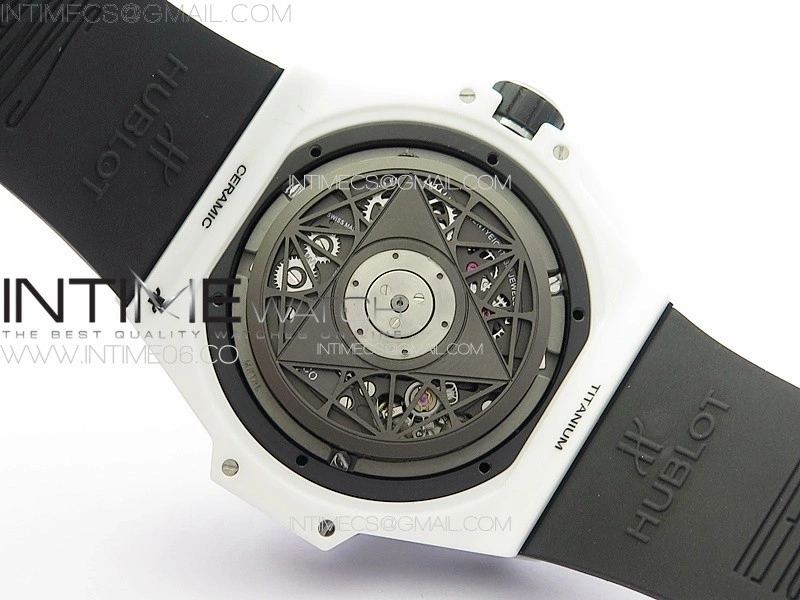 Big Bang Sang Bleu II White Ceramic BBF Best Edition on White Rubber Strap A1240