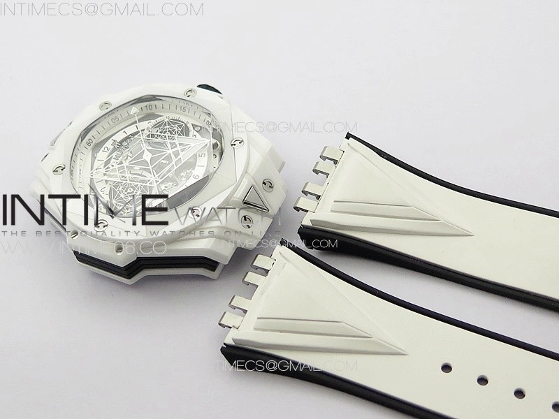 Big Bang Sang Bleu II White Ceramic BBF Best Edition on White Rubber Strap A1240