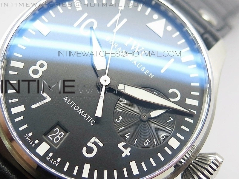 Big Pilot IW500901 AZF 1:1 Best Edition Black Dial on Black Leather Strap A521111