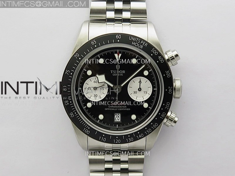 Black Bay Chrono M79360N SS ZF 1:1 Best Edition Black Dial On SS Bracelet DD7750