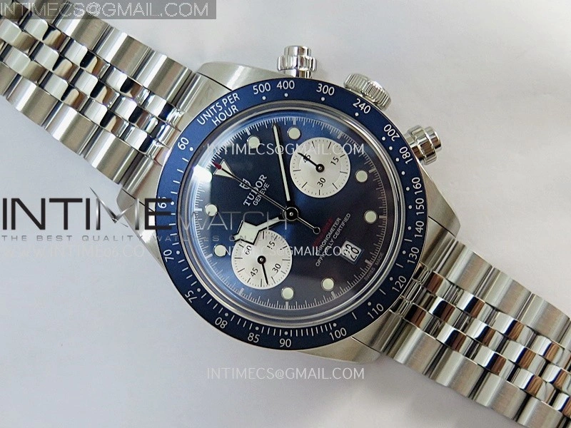 Black Bay Chrono M79360N SS ZF 1:1 Best Edition Blue Dial On SS Bracelet DD7750