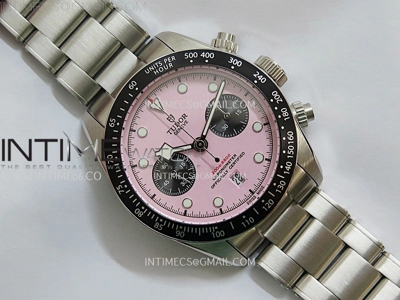 Black Bay Chrono SS TWF 1:1 Best Edition Pink Dial on SS Bracelet A7750