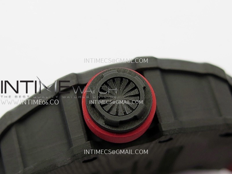 RM035-01 Black Carbon ZF Best Edition Skeleton Dial On Red Rubber Strap Super Clone RMUL2