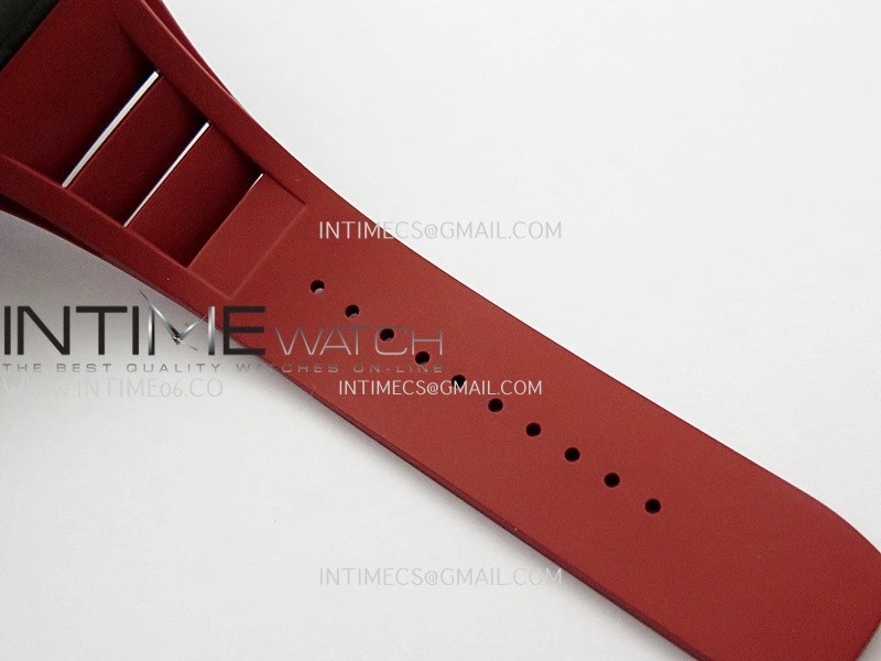 RM035-01 Black Carbon ZF Best Edition Skeleton Dial On Red Rubber Strap Super Clone RMUL2
