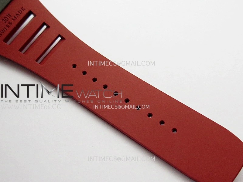 RM035-01 Black Carbon ZF Best Edition Skeleton Dial On Red Rubber Strap Super Clone RMUL2