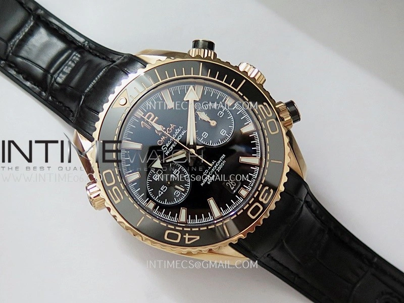 Planet Ocean Master Chronometer Black Ceramic Bezel RG VRF 1:1 Best Edition Black Dial On Black Gummy Strap A9900