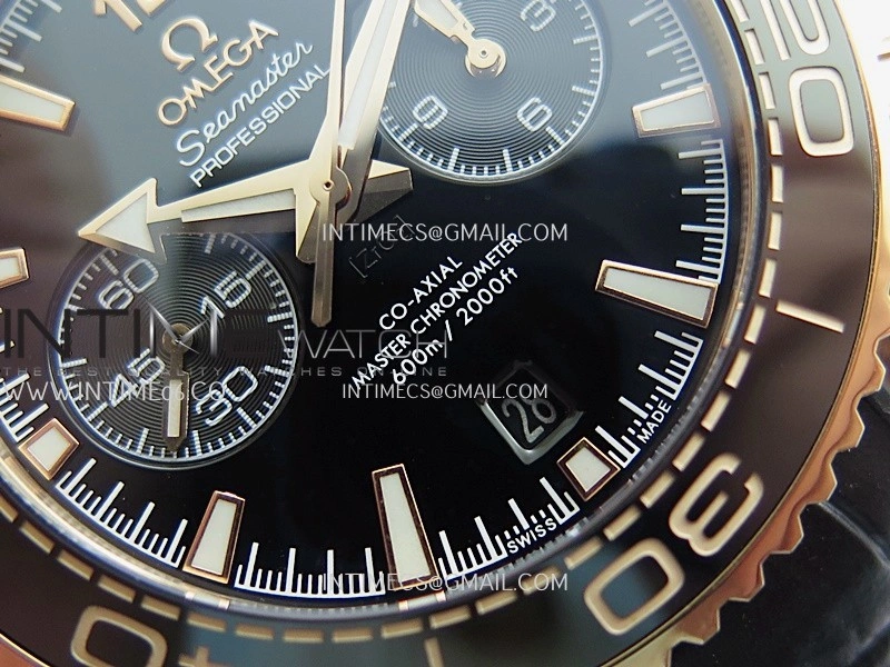 Planet Ocean Master Chronometer Black Ceramic Bezel RG VRF 1:1 Best Edition Black Dial On Black Gummy Strap A9900
