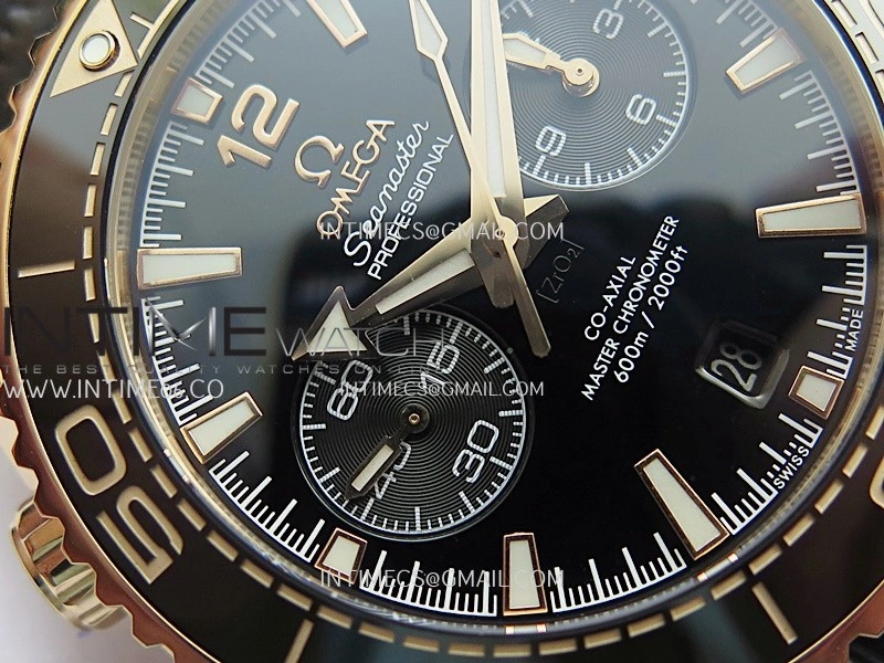 Planet Ocean Master Chronometer Black Ceramic Bezel RG VRF 1:1 Best Edition Black Dial On Black Gummy Strap A9900