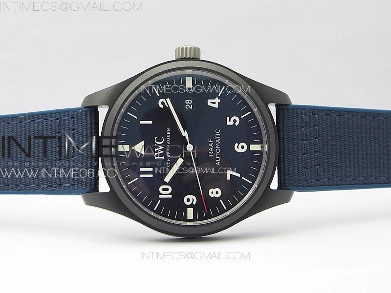 Pilot Mark RAAF Black Ceramic M+ 1:1 Best Edition Blue Dial on Blue Nylon Strap A2892 to Cal.35111
