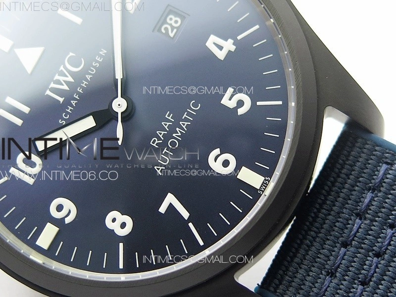 Pilot Mark RAAF Black Ceramic M+ 1:1 Best Edition Blue Dial on Blue Nylon Strap A2892 to Cal.35111