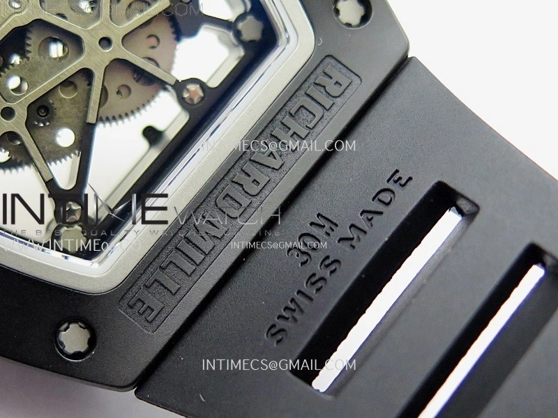 RM035 Americas Black Ceramic SONIC Best Edition Skeleton Dial on Black Rubber Strap Clone RMUL1