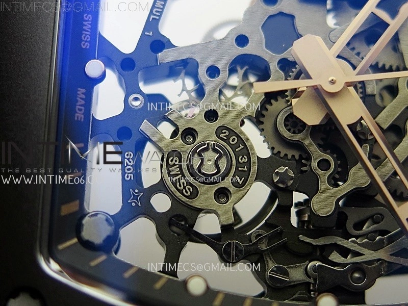 RM035 Americas RG Black Ceramic SONIC Best Edition Skeleton Dial on Black Rubber Strap Clone RMUL1