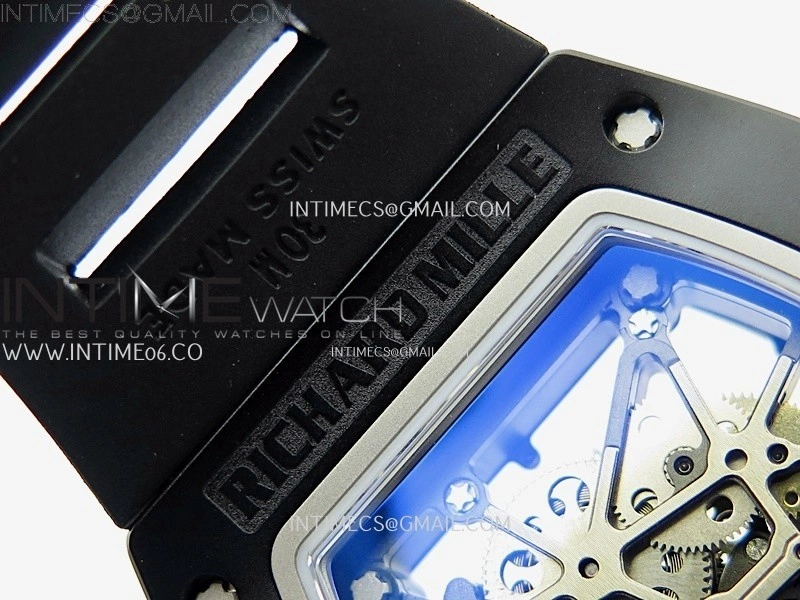 RM035 Americas RG Black Ceramic SONIC Best Edition Skeleton Dial on Black Rubber Strap Clone RMUL1